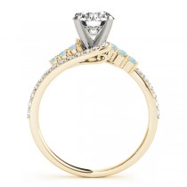 Diamond & Aquamarine Bypass Bridal Set 18k Yellow Gold (0.74ct)