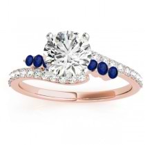 Diamond & Blue Sapphire Bypass Engagement Ring 18k Rose Gold (0.45ct)