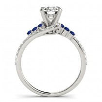 Diamond & Blue Sapphire Bypass Bridal Set 14k White Gold (0.74ct)