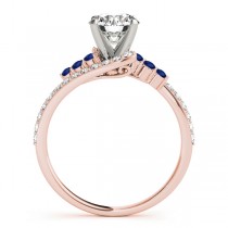 Diamond & Blue Sapphire Bypass Bridal Set 18k Rose Gold (0.74ct)