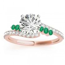 Diamond & Emerald Bypass Engagement Ring 14k Rose Gold (0.45ct)