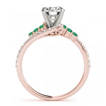 Diamond & Emerald Bypass Engagement Ring 18k Rose Gold (0.45ct)