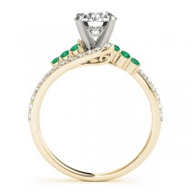 Diamond & Emerald Bypass Engagement Ring 18k Yellow Gold (0.45ct)