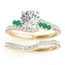 Diamond & Emerald Bypass Bridal Set 14k Yellow Gold (0.74ct)