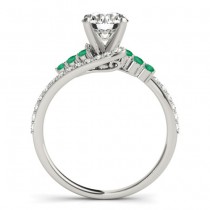 Diamond & Emerald Bypass Bridal Set Palladium (0.74ct)