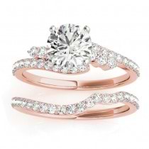 Diamond Accented Bypass Bridal Set Setting 14k Rose Gold (0.74ct)