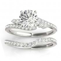 Diamond Accented Bypass Bridal Set Setting Palladium (0.74ct)