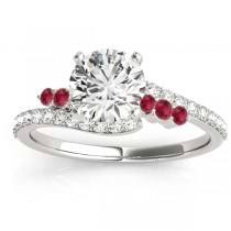 Diamond & Ruby Bypass Engagement Ring 14k White Gold (0.45ct)
