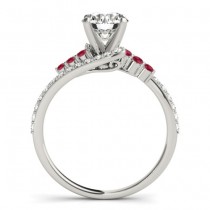 Diamond & Ruby Bypass Engagement Ring 14k White Gold (0.45ct)