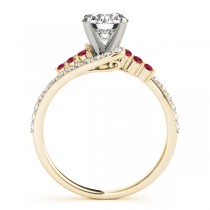 Diamond & Ruby Bypass Engagement Ring 18k Yellow Gold (0.45ct)