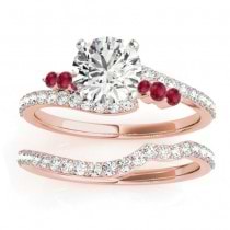 Diamond & Ruby Bypass Bridal Set 14k Rose Gold (0.74ct)