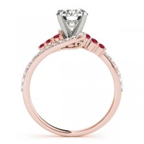 Diamond & Ruby Bypass Bridal Set 14k Rose Gold (0.74ct)