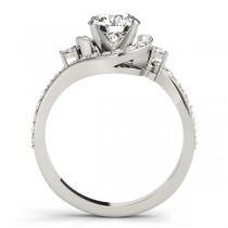 Halo Swirl Diamond Accented Engagement Ring 14k White Gold (1.00ct)
