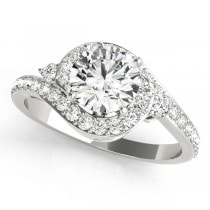 Halo Swirl Diamond Accented Engagement Ring 14k White Gold (1.50ct)