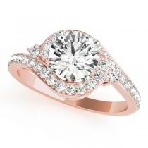 Halo Swirl Diamond Accented Engagement Ring 18k Rose Gold (1.50ct)