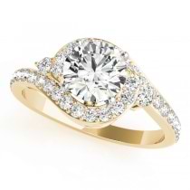 Halo Swirl Diamond Accented Engagement Ring 18k Yellow Gold (1.50ct)