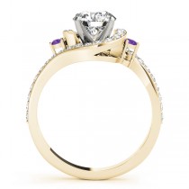 Halo Swirl Amethyst & Diamond Engagement Ring 14k Yellow Gold (0.48ct)