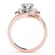 Halo Swirl Amethyst & Diamond Engagement Ring 18K Rose Gold (0.48ct)