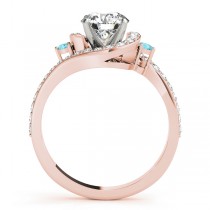 Halo Swirl Aquamarine & Diamond Engagement Ring 14k Rose Gold (0.48ct)