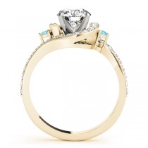 Halo Swirl Aquamarine & Diamond Engagement Ring 14k Yellow Gold (0.48ct)