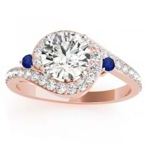 Halo Swirl Sapphire & Diamond Engagement Ring 14k Rose Gold (0.48ct)