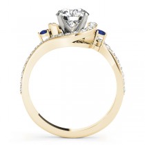 Halo Swirl Sapphire & Diamond Engagement Ring 14k Yellow Gold (0.48ct)