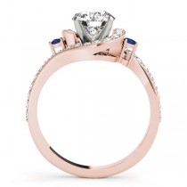 Halo Swirl Sapphire & Diamond Engagement Ring 18K Rose Gold (0.48ct)