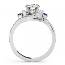 Halo Swirl Sapphire & Diamond Engagement Ring 18K White Gold (0.48ct)