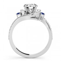 Halo Swirl Sapphire & Diamond Engagement Ring Palladium (0.48ct)