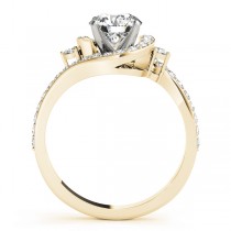 Diamond Halo Swirl Engagement Ring Setting 14k Yellow Gold (0.48ct)