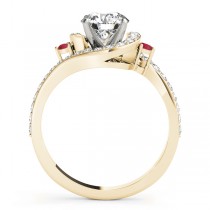 Halo Swirl Ruby & Diamond Engagement Ring 14k Yellow Gold (0.48ct)