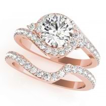Halo Swirl Diamond Accented Bridal Set 14k Rose Gold (1.29ct)