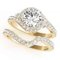 Halo Swirl Diamond Accented Bridal Set 14k Yellow Gold (1.29ct)