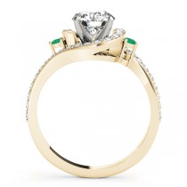 Halo Swirl Emerald & Diamond Bridal Set 14k Yellow Gold (0.77ct)
