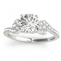 Diamond Single Row Curved Engagement Ring 14k White Gold (0.39 ct)