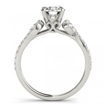 Diamond Single Row Curved Engagement Ring 18k White Gold (0.39 ct)
