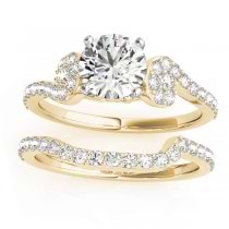 Diamond Single Row Bridal Set Setting 14k Yellow Gold (0.68 ct)