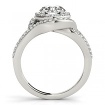 Split Shank Double Halo Diamond Engagement Ring 14k White Gold 0.80ct