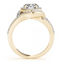 Split Shank Double Halo Diamond Engagement Ring 14k Yellow Gold 0.80ct