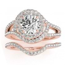 Diamond Engagement Ring Setting & Wedding Band 14k Rose Gold (1.06ct)