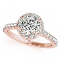 Round Diamond Halo Bridal Ring Set 18k Rose Gold (1.57ct)