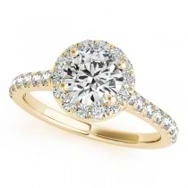 Round Diamond Halo Bridal Ring Set 18k Yellow Gold (1.57ct)