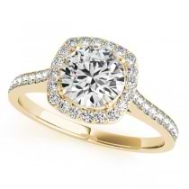 Diamond Accented Halo Engagement Ring in 14k Yellow Gold (1.33ct)