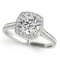 Diamond Accented Round Cut Halo Bridal Set in 14k White Gold (1.53ct)