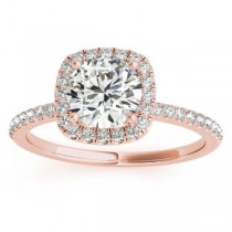 Square Halo Lab Grown Diamond Engagement Ring Setting in 14k Rose Gold 0.20ct