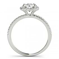 Square Halo Round Diamond Engagement Ring 14k White Gold 1.00ct