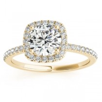 Square Halo Diamond Bridal Set Ring Setting & Band 14k Y. Gold 0.35ct