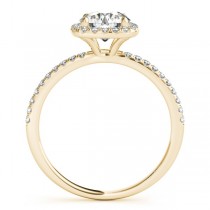 Square Halo Diamond Bridal Set Ring Setting & Band 14k Y. Gold 0.35ct
