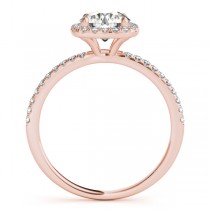 Square Halo Round Diamond Bridal Set Ring & Band 14k Rose Gold 1.13ct