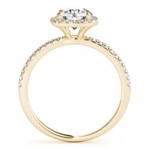 Square Halo Round Diamond Bridal Set Ring & Band 14k Yellow Gold 1.13ct